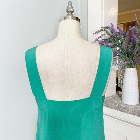 Banana Republic Silk Pleated Tank Top Green Blouse 6 Small - Picture 6 of 9